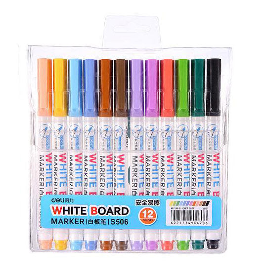 MARKER WHITEBOARD SLIM SET 12 BUC DELI MARKER WHITEBOARD SLIM SET 12 BUC DELI